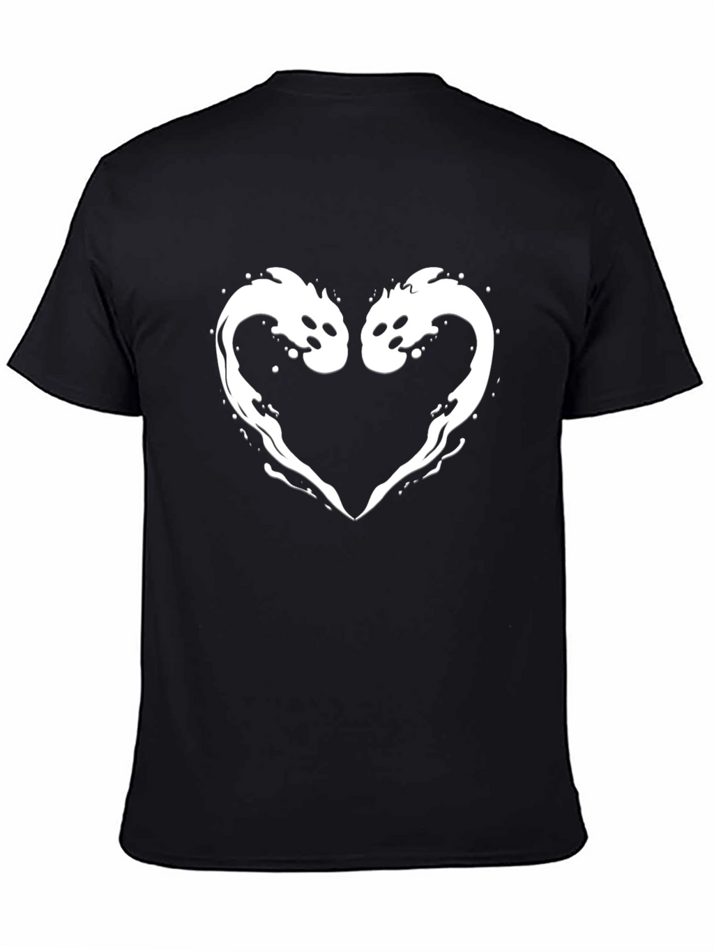 Two Koi Heart Graphic Tee - Black Cotton