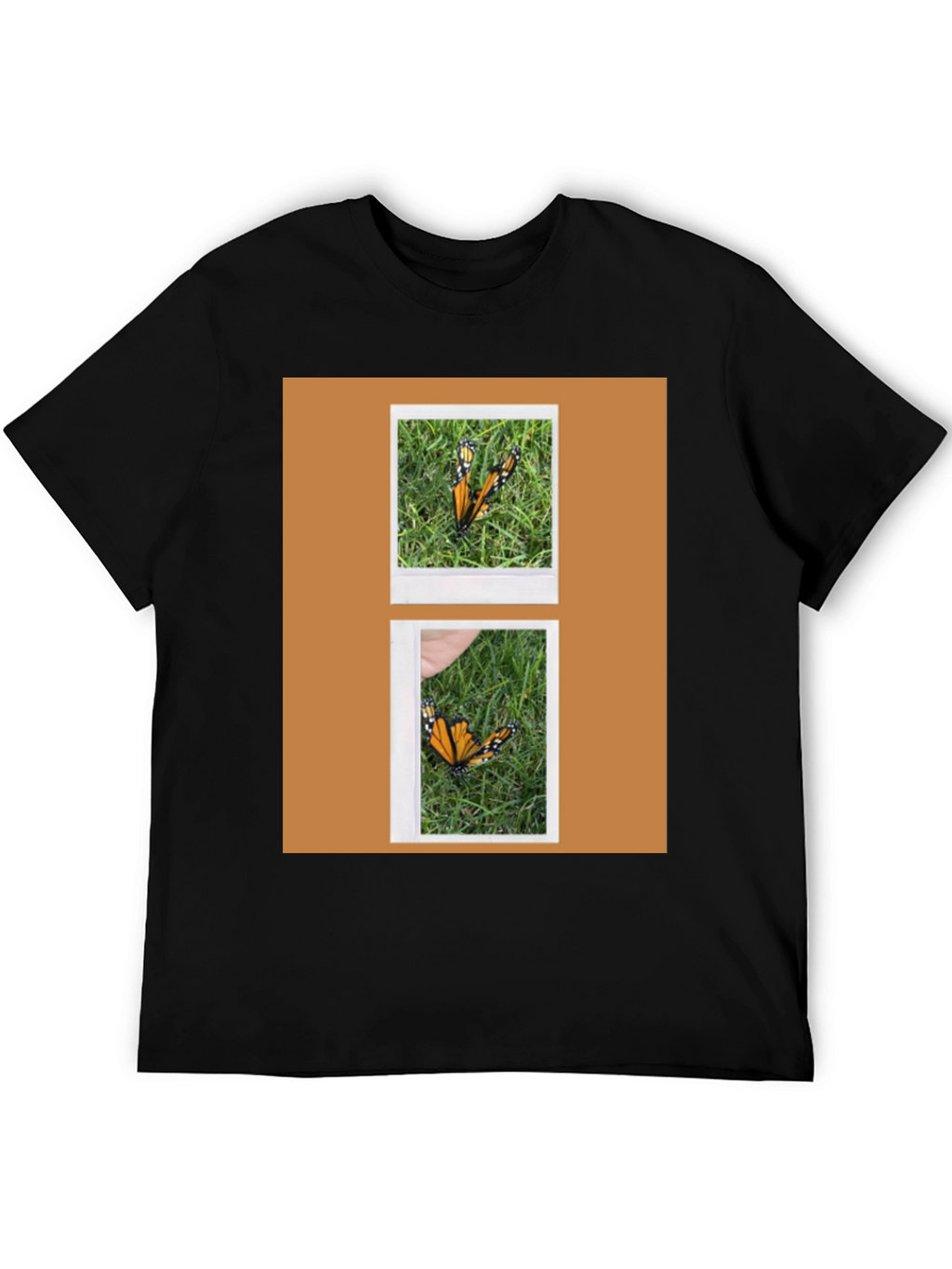 Butterfly Polaroid Print Black T-Shirt