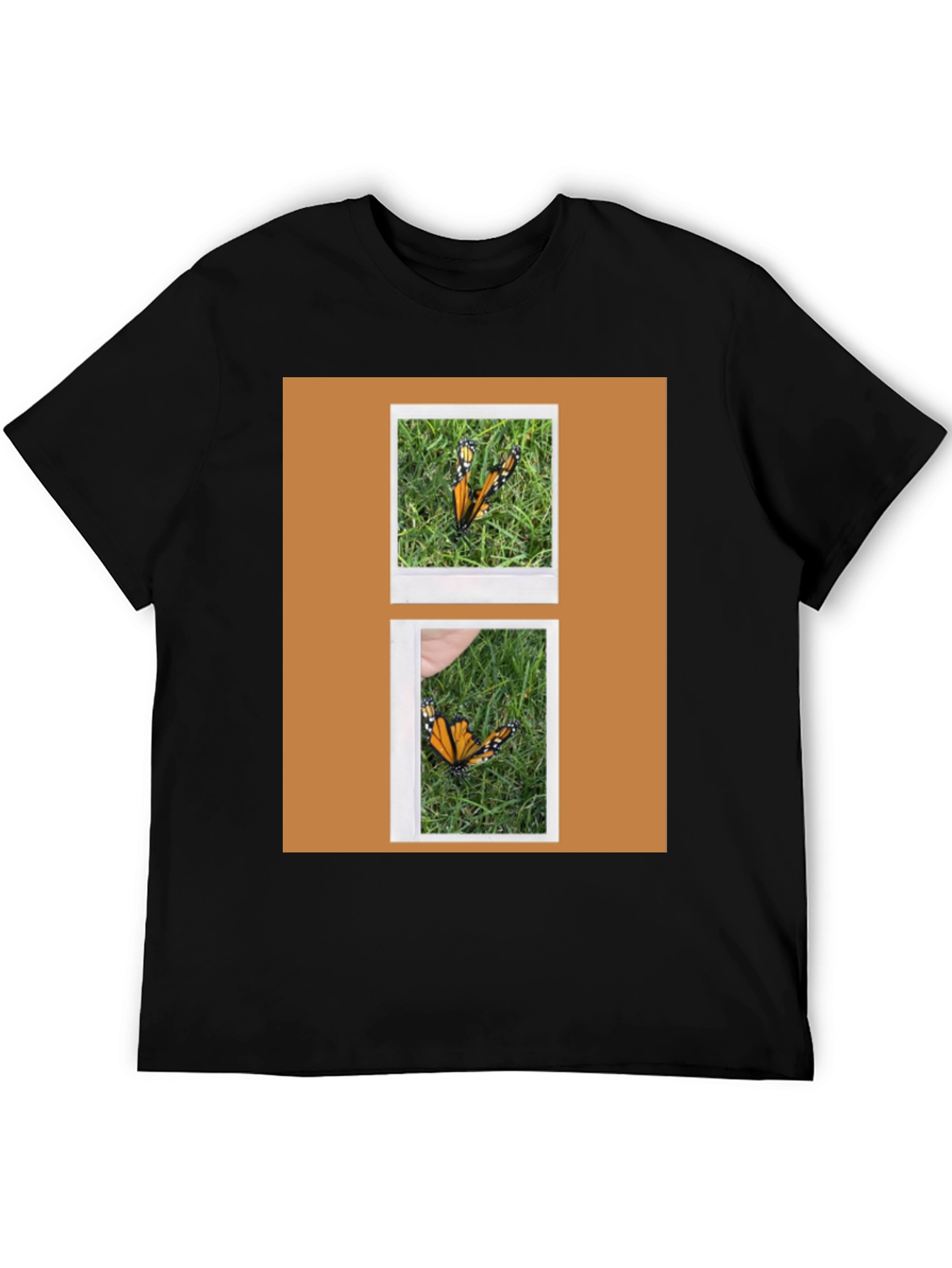 Butterfly Polaroid Print Black T-Shirt