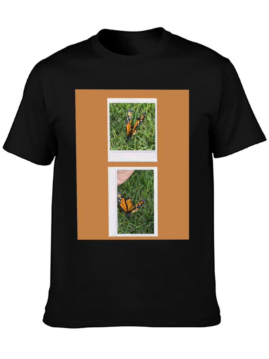 Butterfly Polaroid Print Black T-Shirt