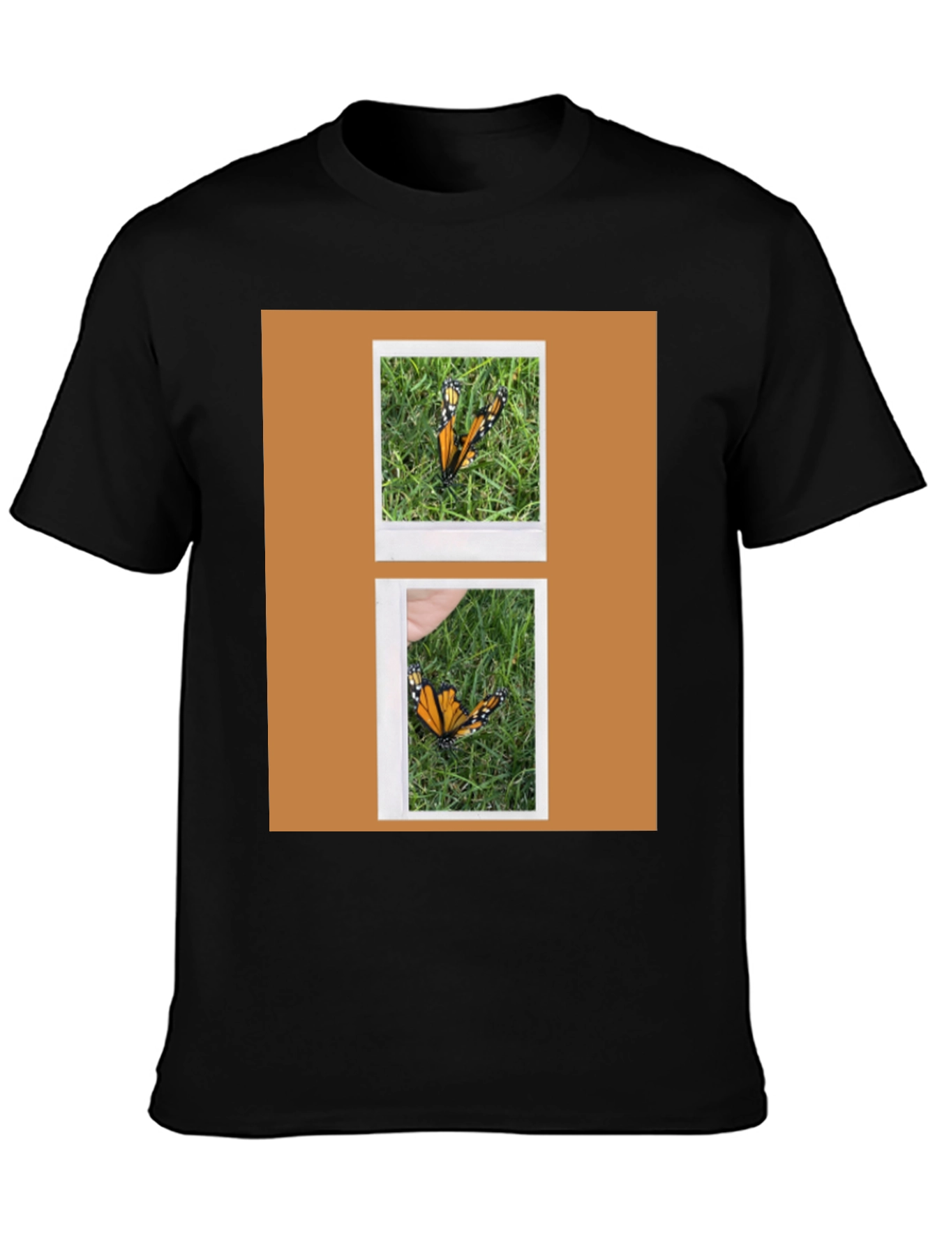 Butterfly Polaroid Print Black T-Shirt