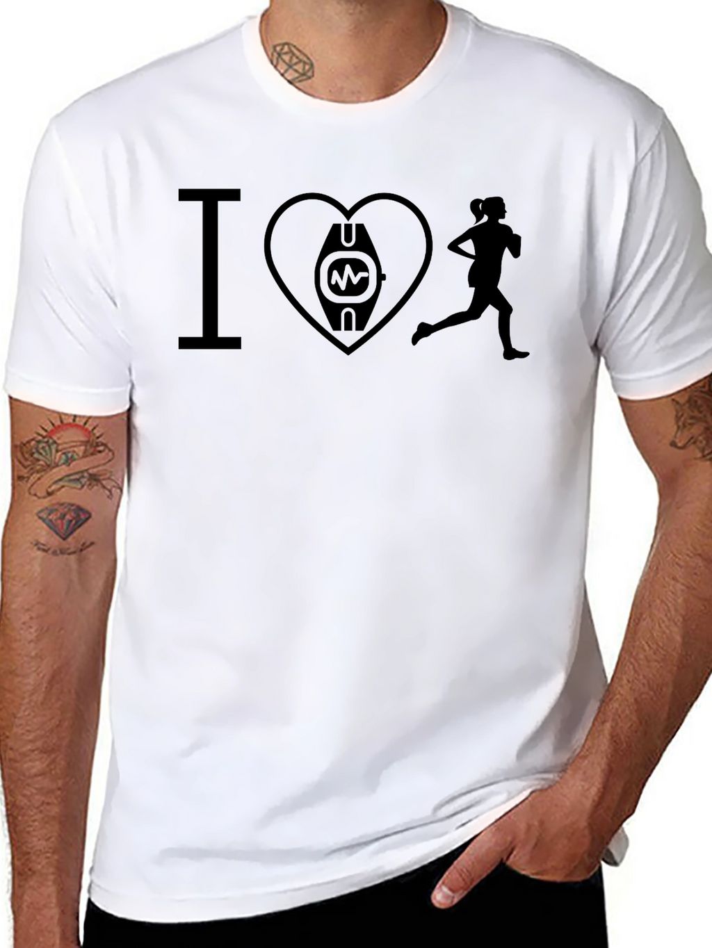 I Heart Running Black T-Shirt Fitness Cardio Tee