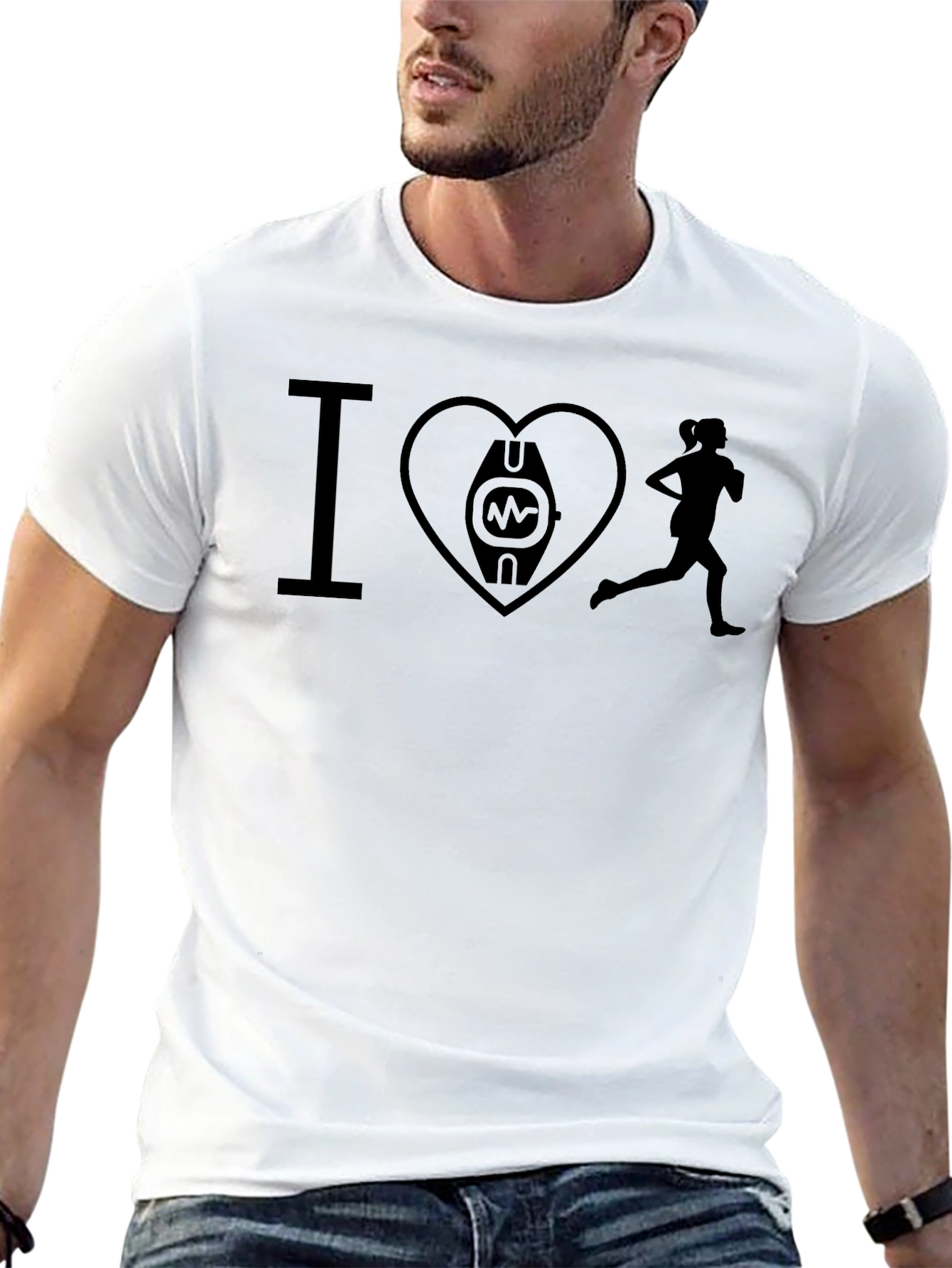 I Heart Running Black T-Shirt Fitness Cardio Tee