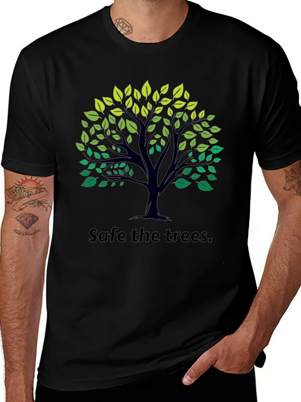 Eco-Friendly Save the Trees Black T-Shirt