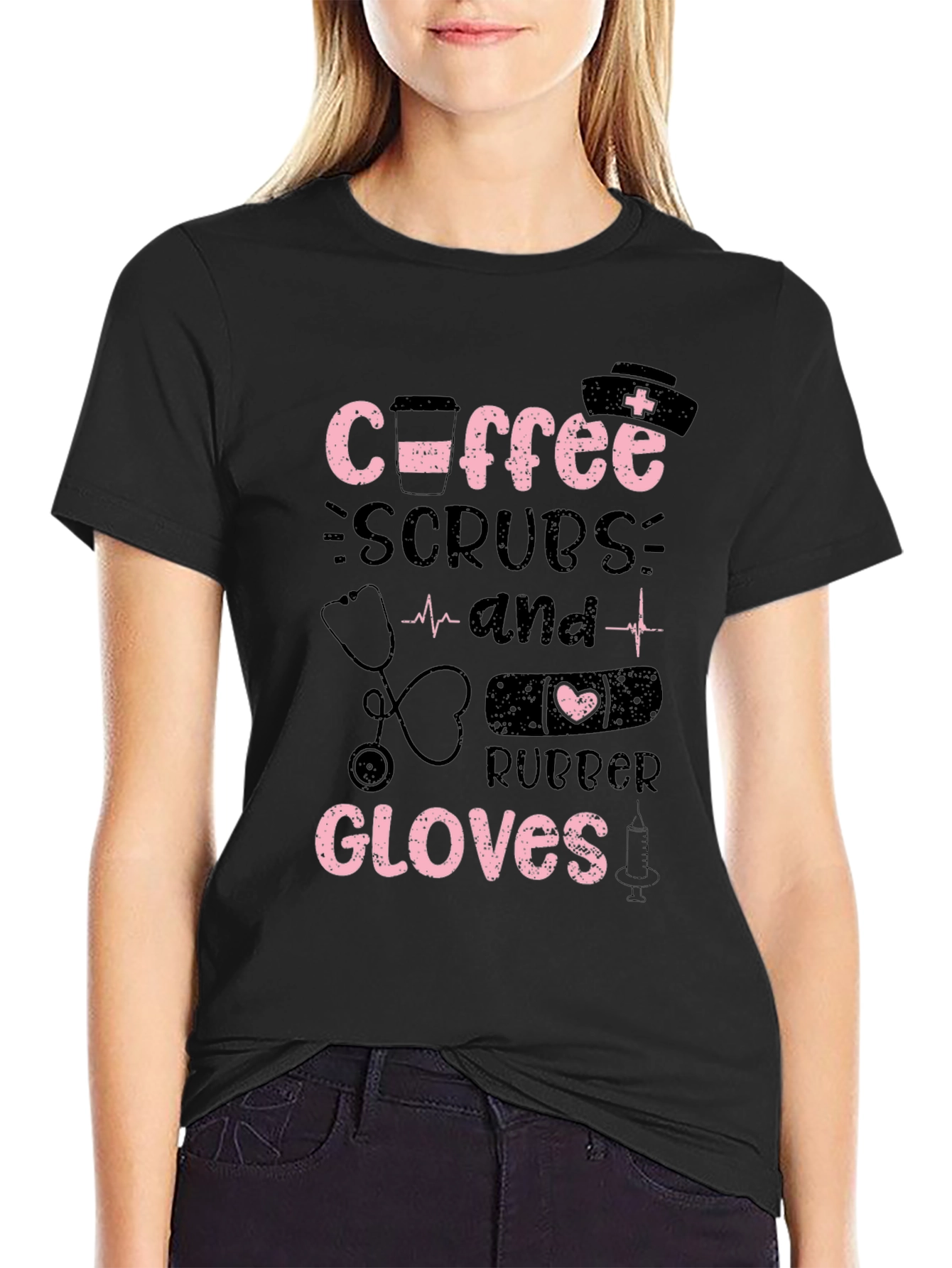 Coffee Scrubs Rubber Gloves T-Shirt - Nurse Life Apparel