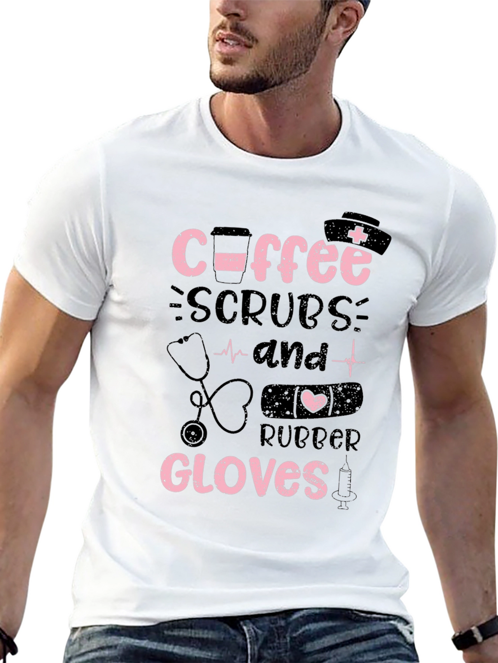 Coffee Scrubs Rubber Gloves T-Shirt - Nurse Life Apparel