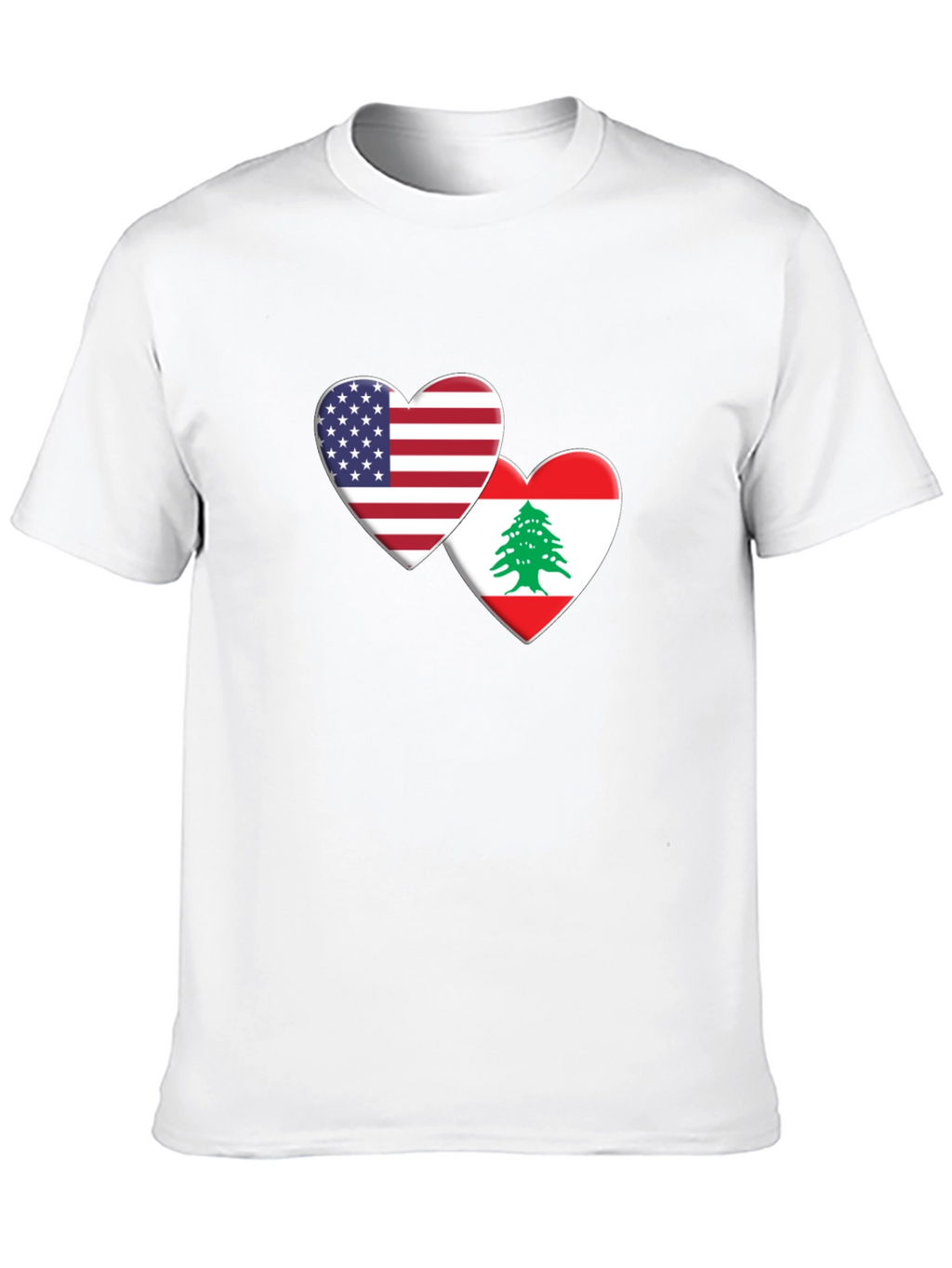 USA & Lebanon Flag Heart T-Shirt