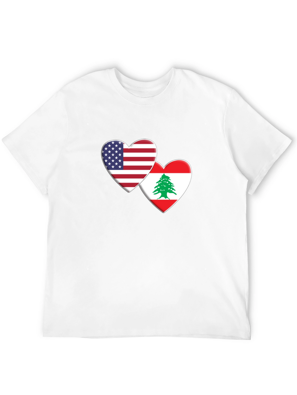 USA & Lebanon Flag Heart T-Shirt