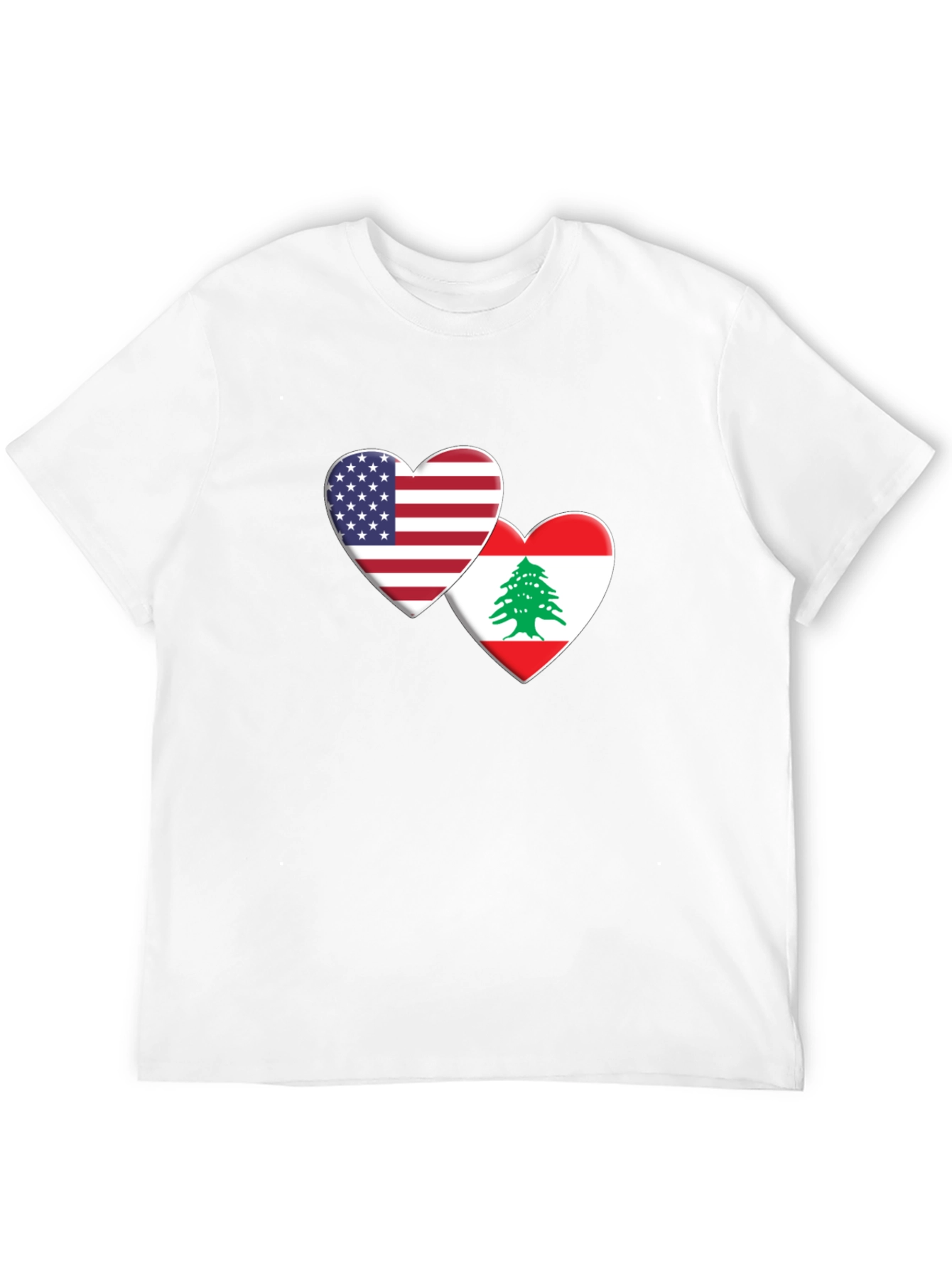 USA & Lebanon Flag Heart T-Shirt