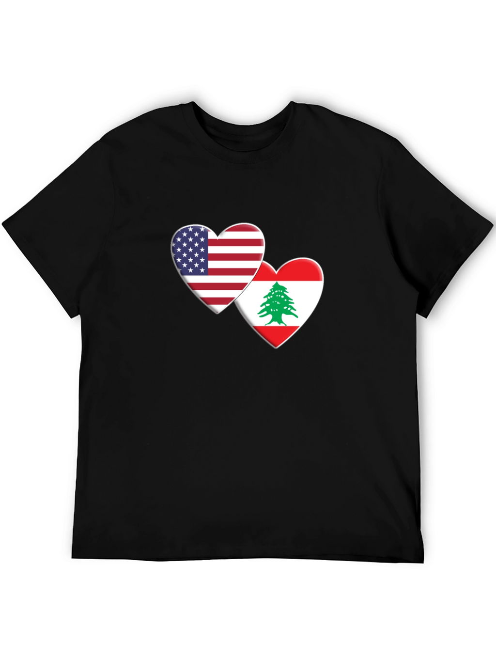 USA & Lebanon Flag Heart T-Shirt