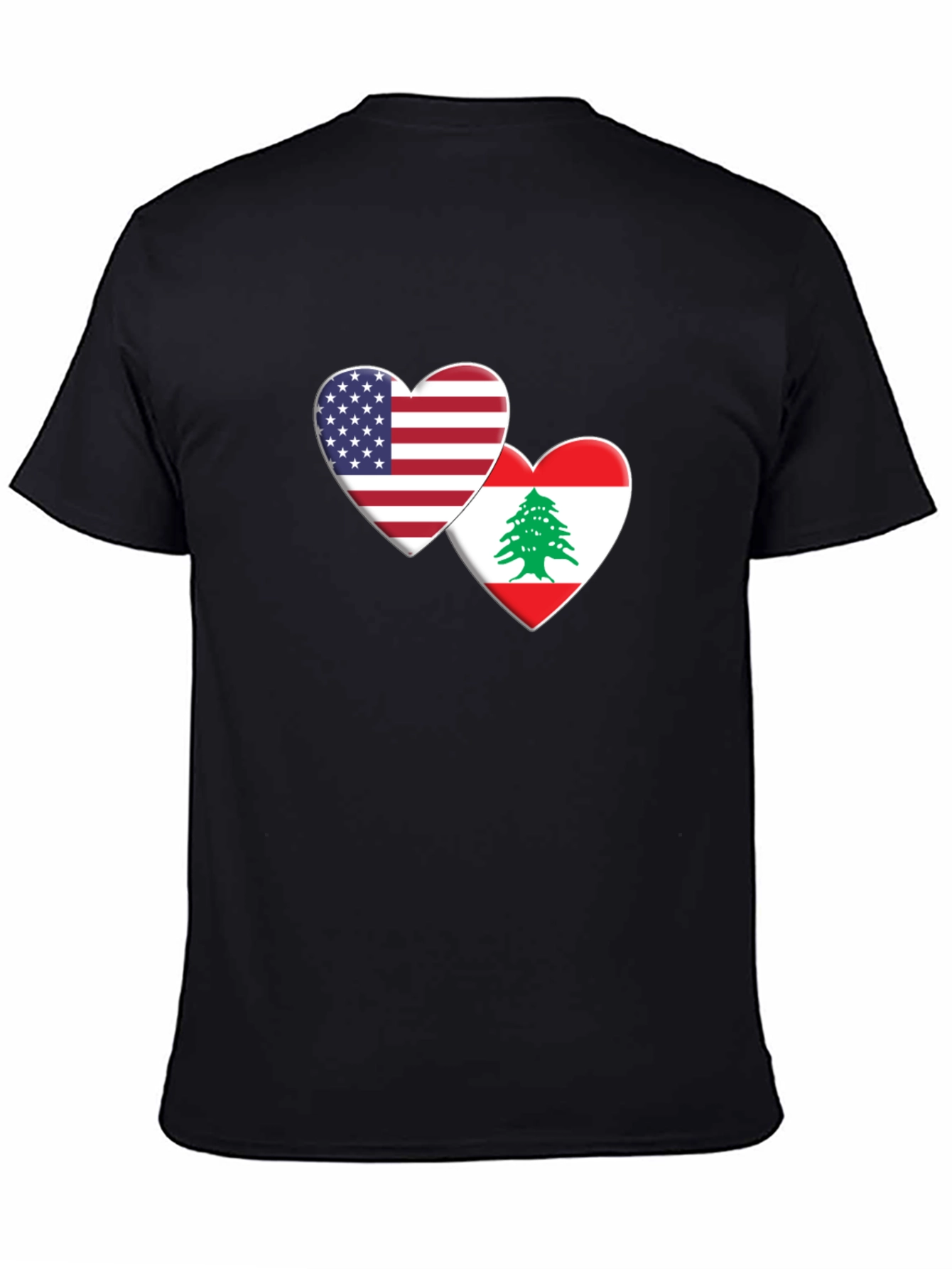 USA & Lebanon Flag Heart T-Shirt