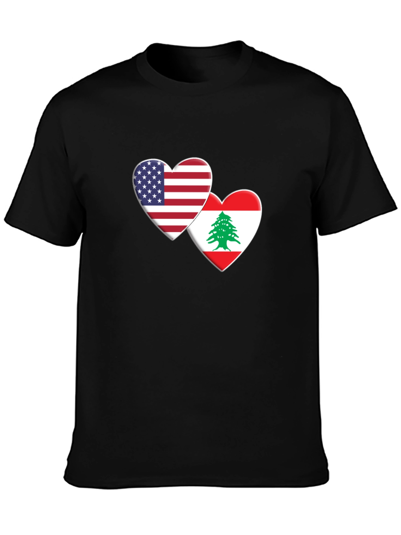 USA & Lebanon Flag Heart T-Shirt