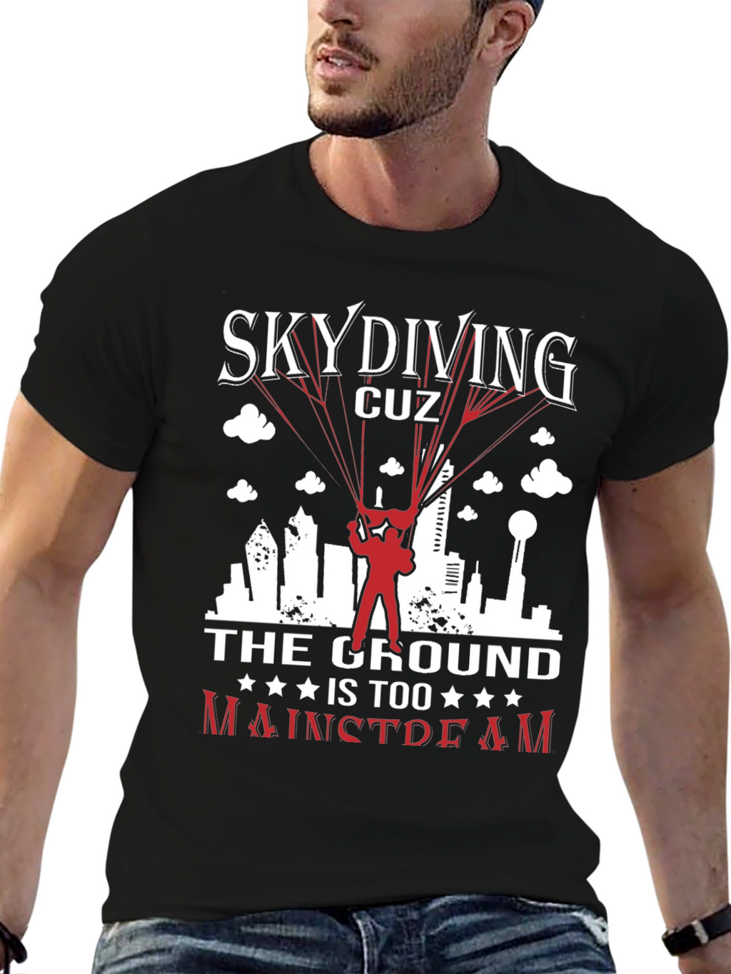 Skydiving Graphic Tee: The Ground is Too Mainstream!