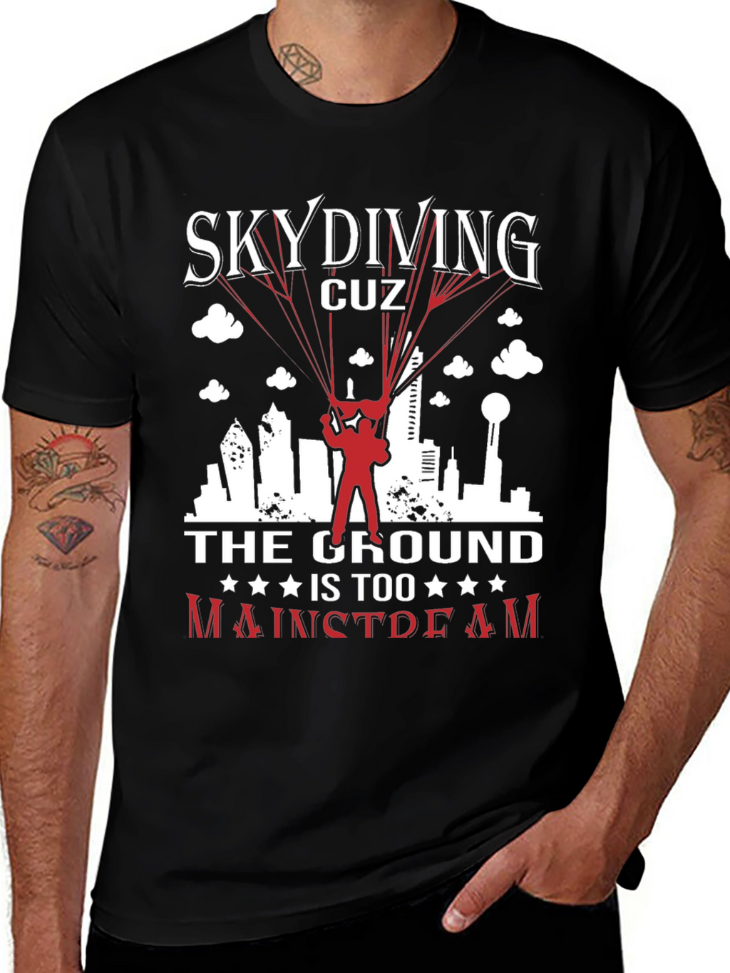 Skydiving Graphic Tee: The Ground is Too Mainstream!