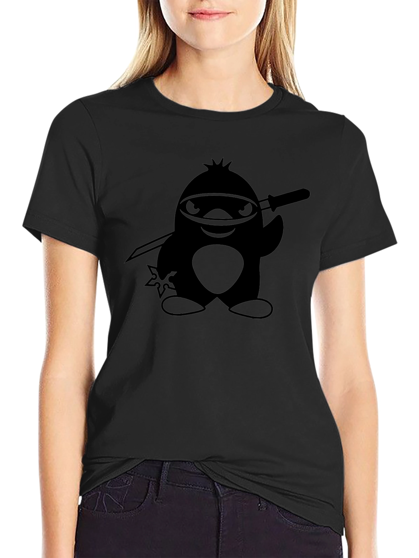 Ninja Penguin Black T-Shirt - Stealth Mode Activated!