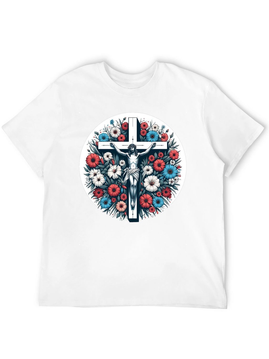 Floral Cross Graphic Tee - Stylish Comfort
