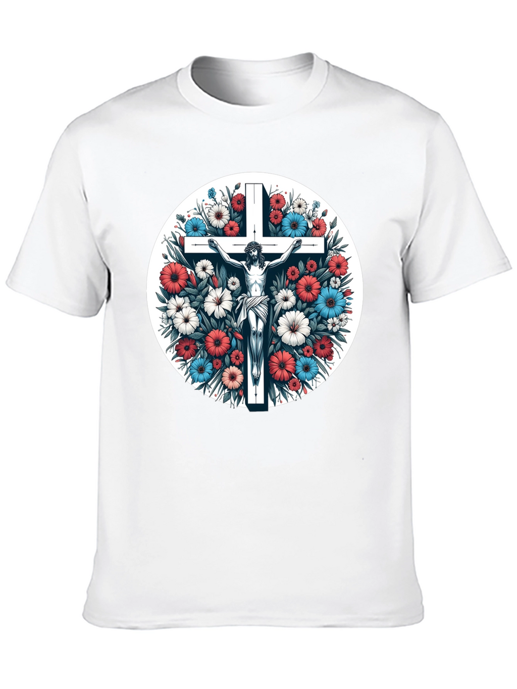 Floral Cross Graphic Tee - Stylish Comfort