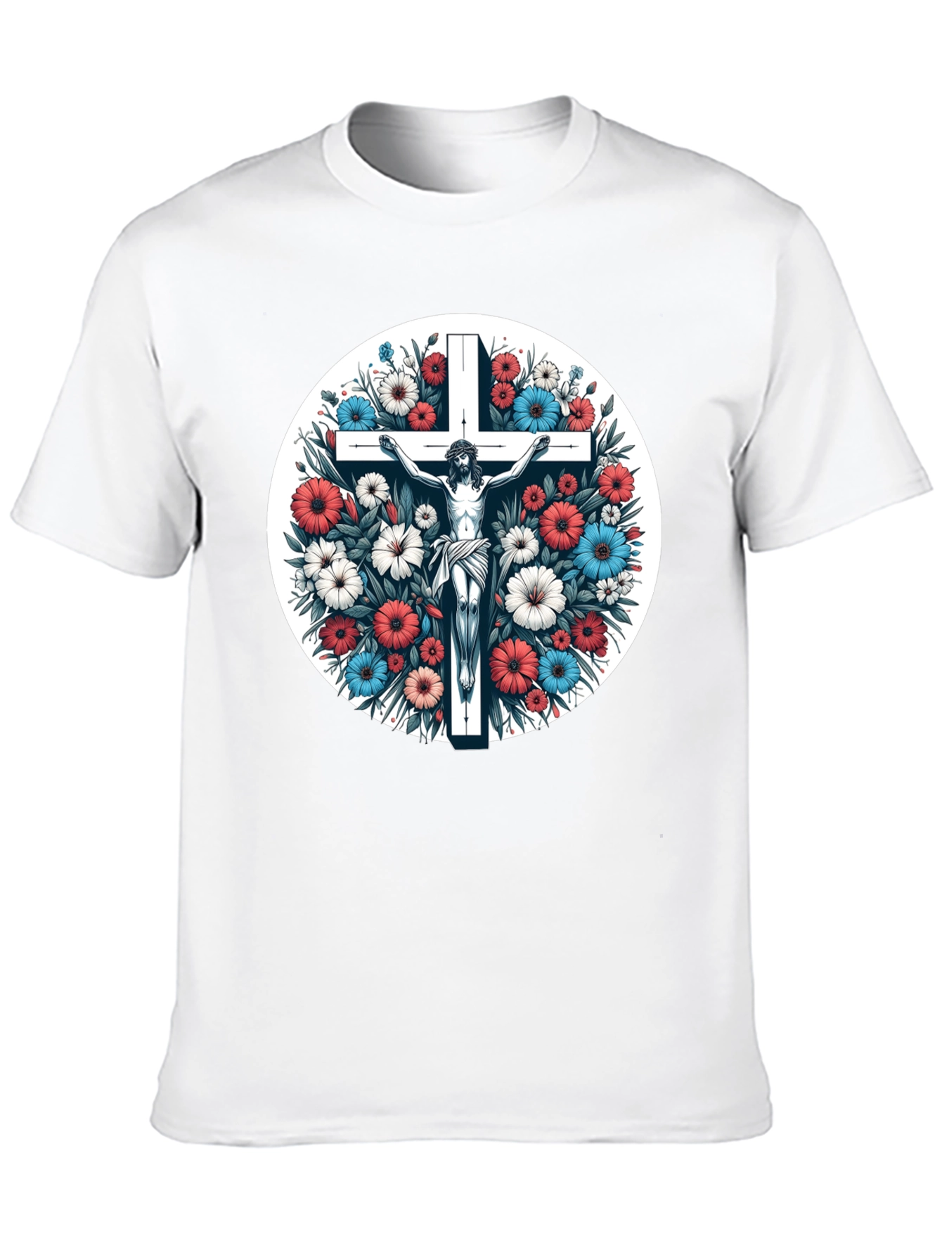 Floral Cross Graphic Tee - Stylish Comfort