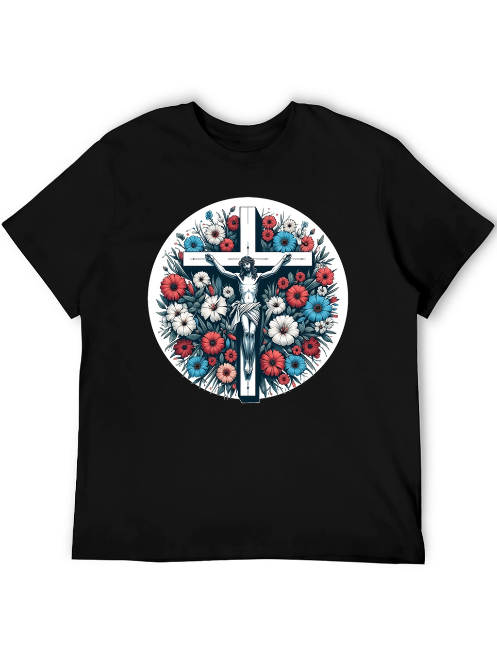Floral Cross Graphic Tee - Stylish Comfort
