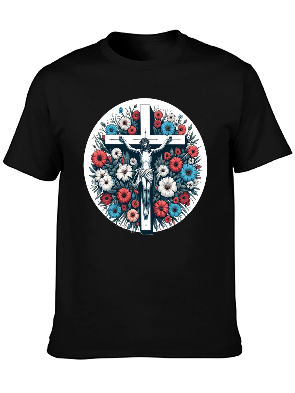Floral Cross Graphic Tee - Stylish Comfort