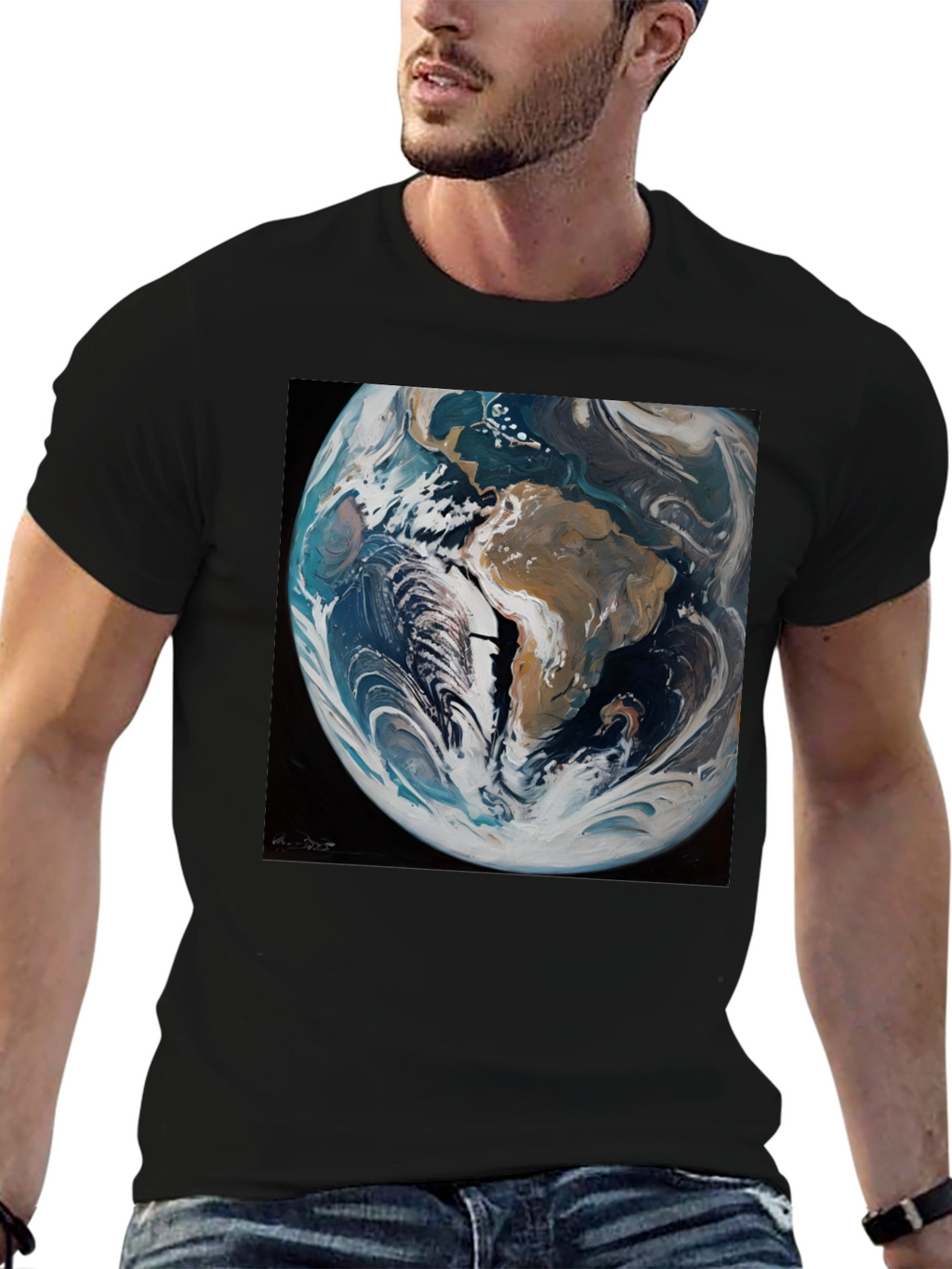 Earth Graphic Tee - Mens Black T-Shirt