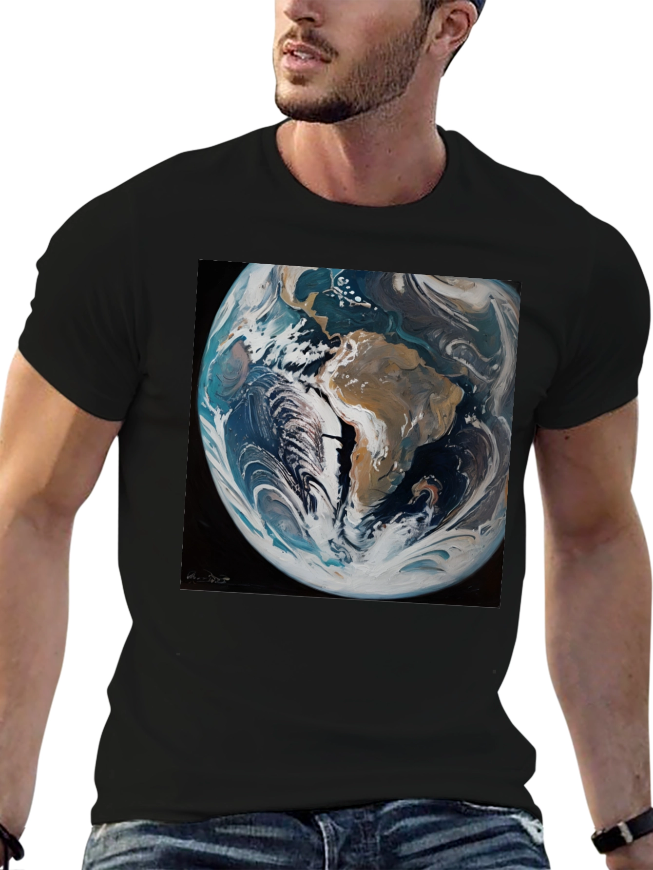 Earth Graphic Tee - Mens Black T-Shirt