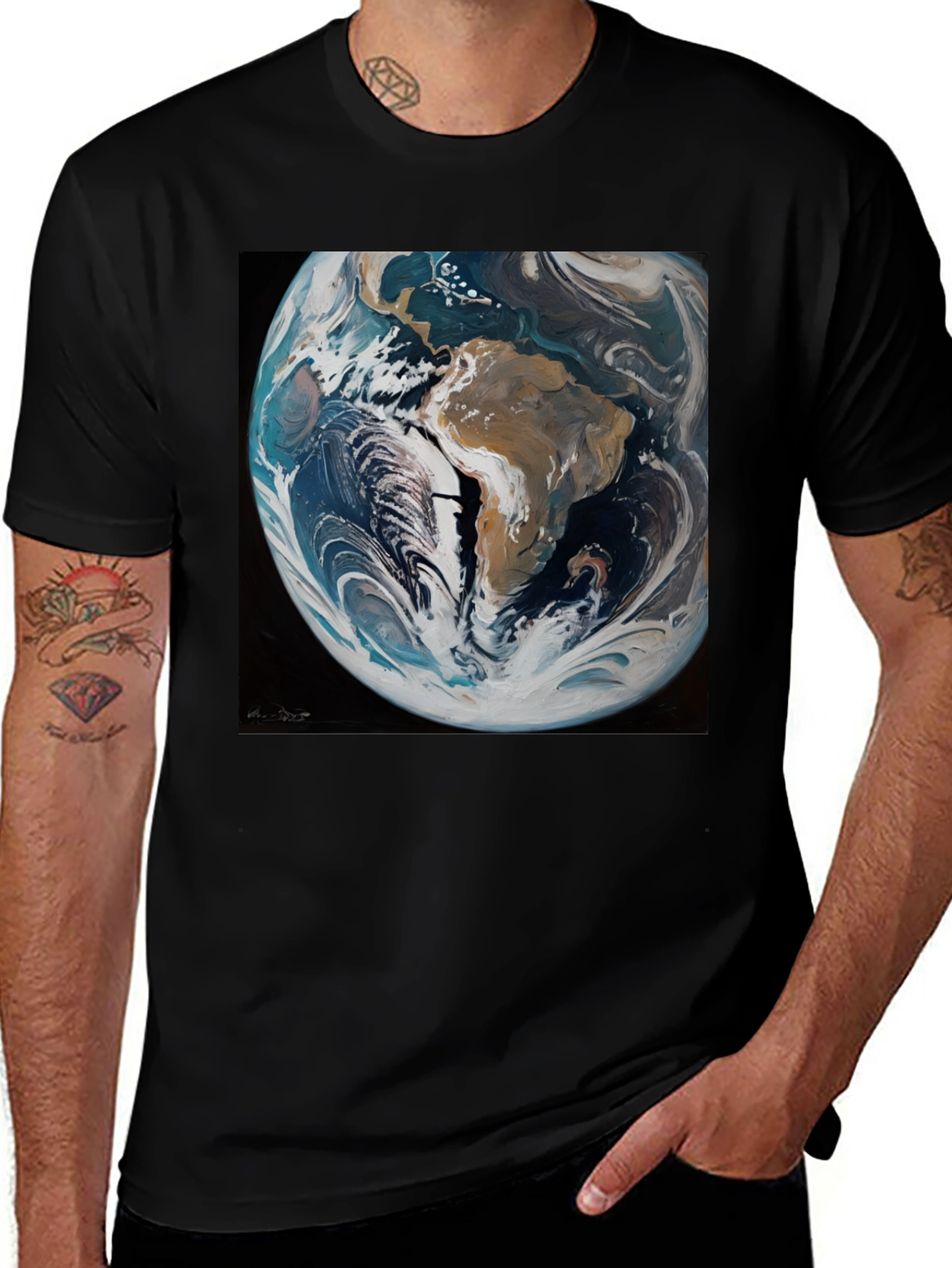 Earth Graphic Tee - Mens Black T-Shirt