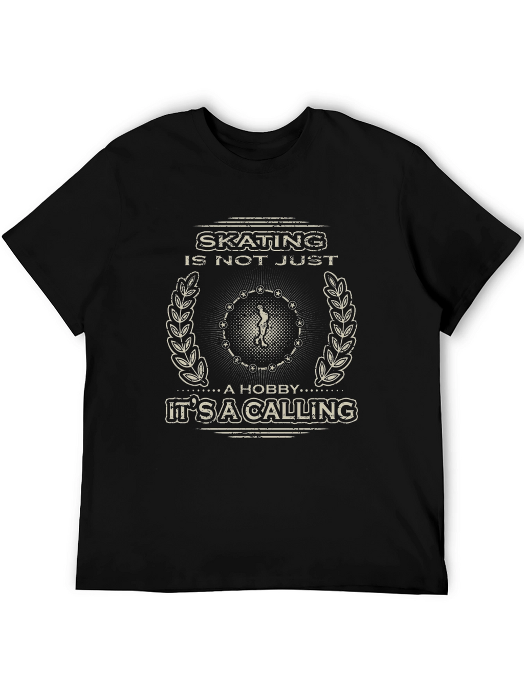 Skating Calling Graphic Tee - Black Cotton T-Shirt