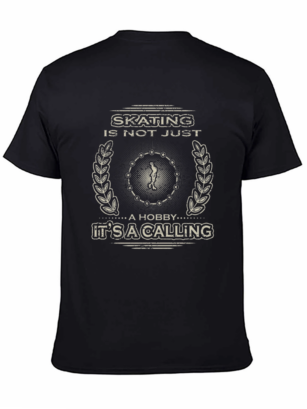 Skating Calling Graphic Tee - Black Cotton T-Shirt