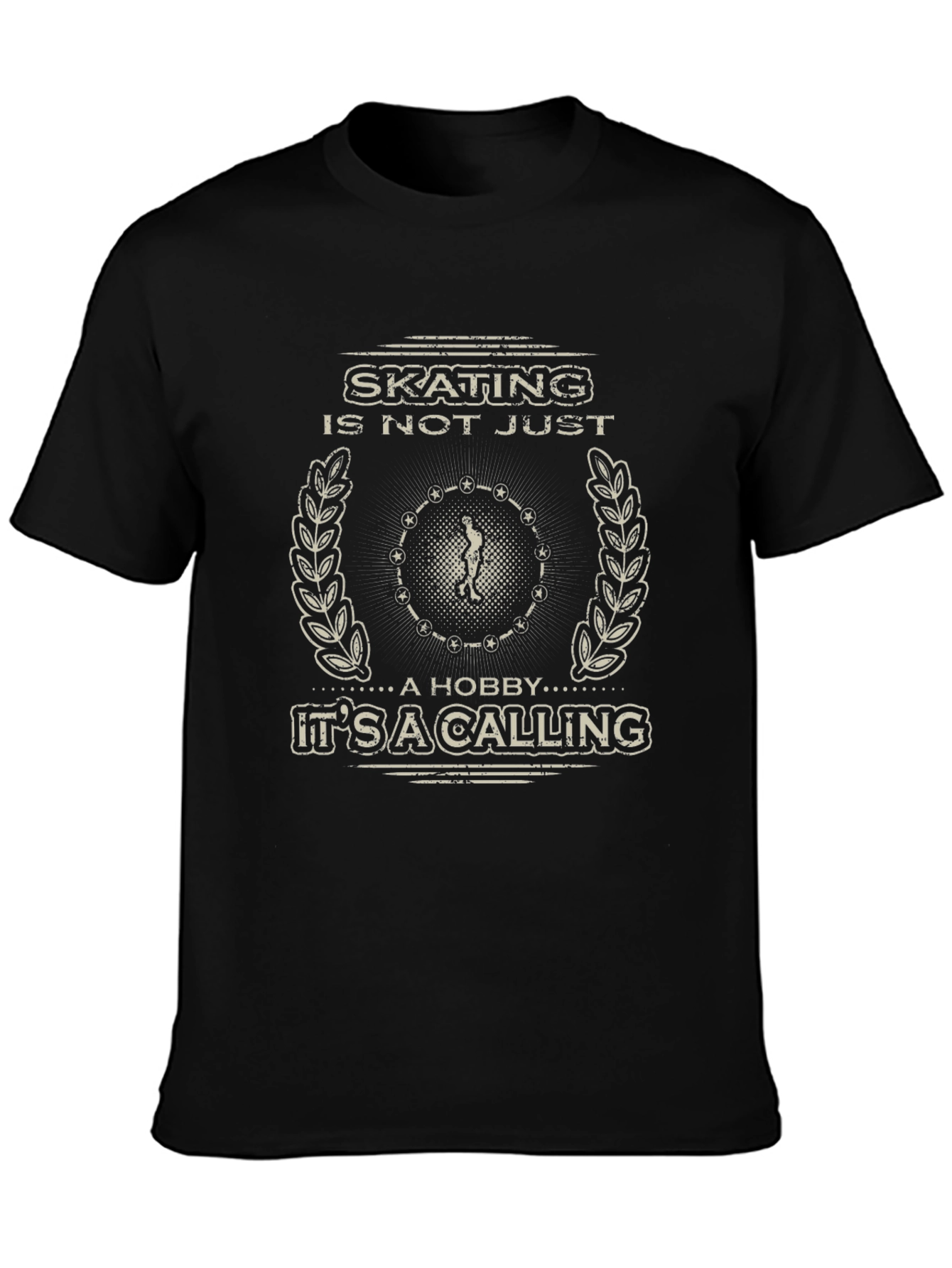 Skating Calling Graphic Tee - Black Cotton T-Shirt