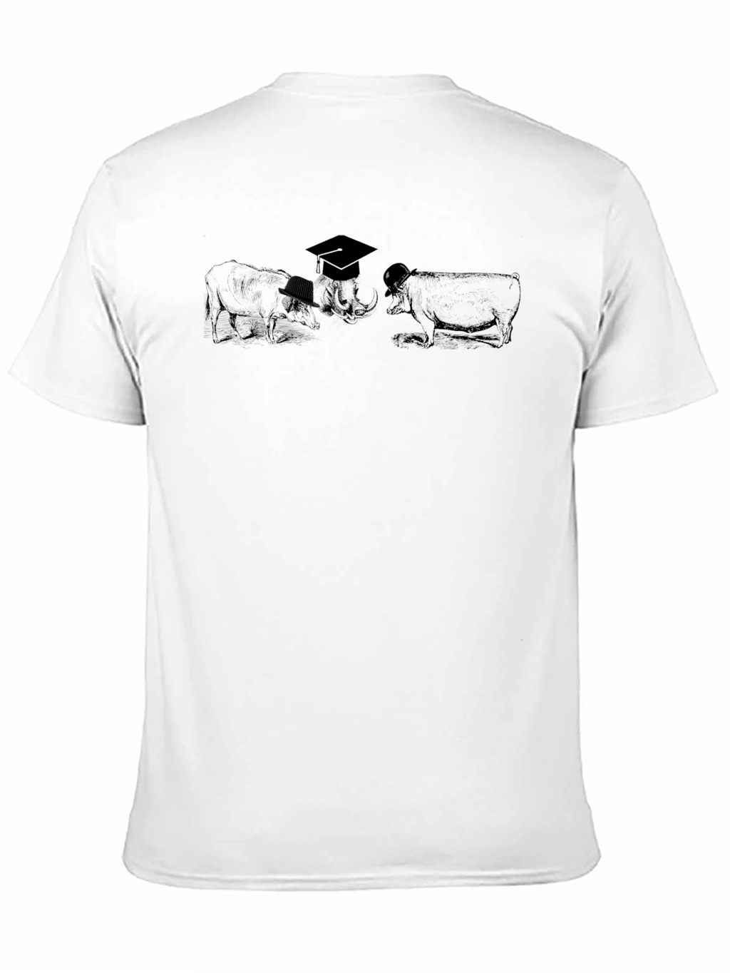 Funny Animal T-Shirt Black Cotton Tee