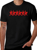 Black T-Shirt with Red Flame Graphic