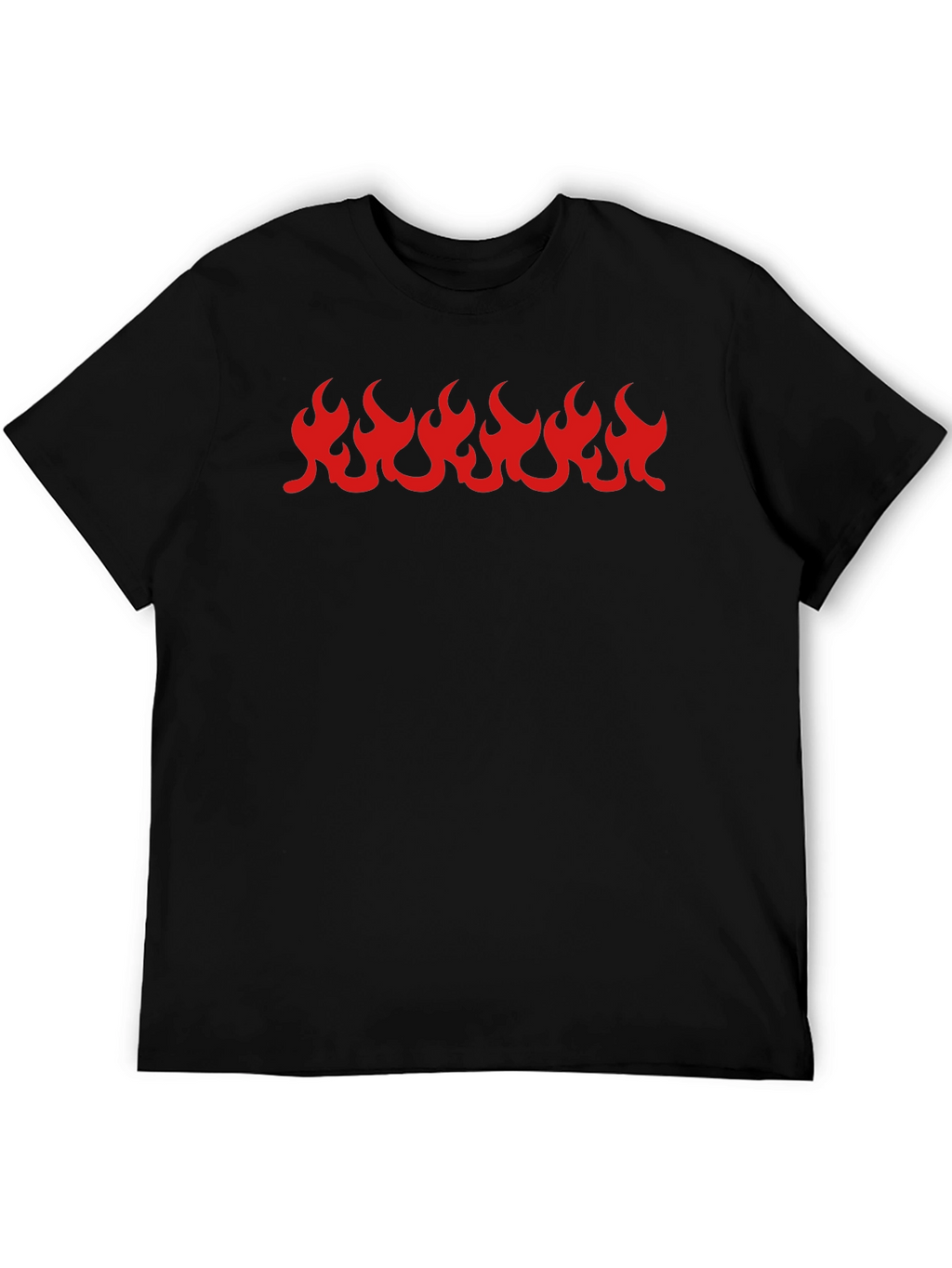 Black T-Shirt with Red Flame Graphic