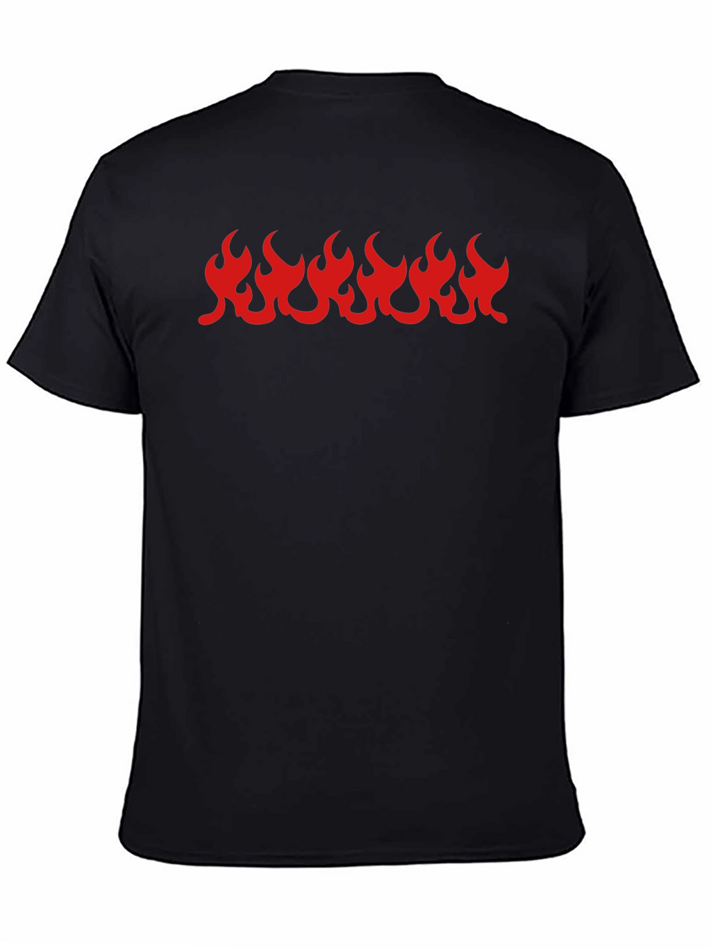 Black T-Shirt with Red Flame Graphic