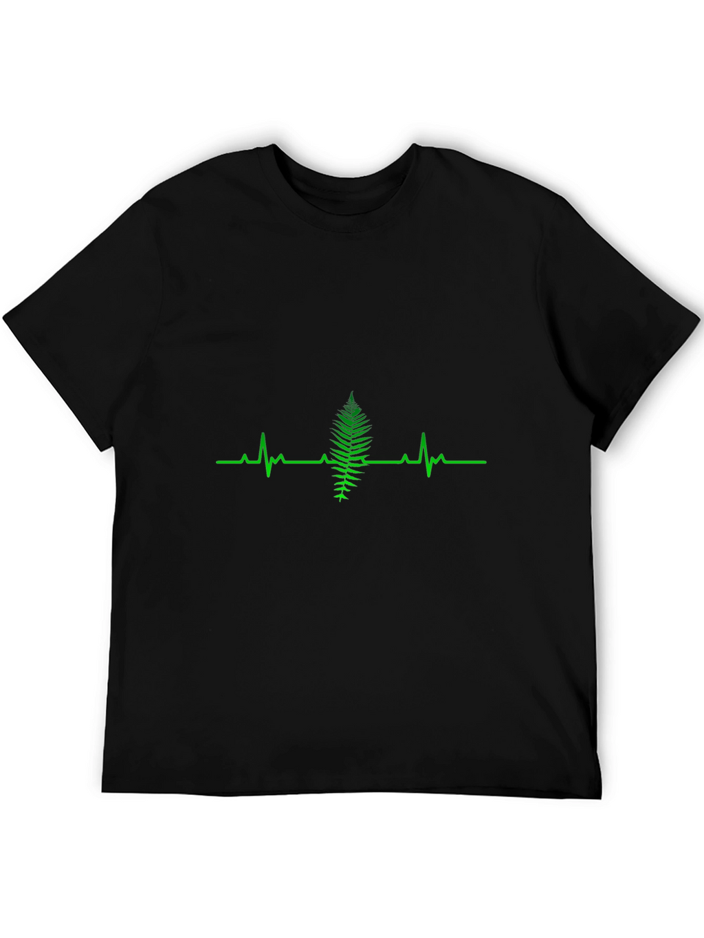 Fern Heartbeat Graphic Tee - Black Cotton T-Shirt