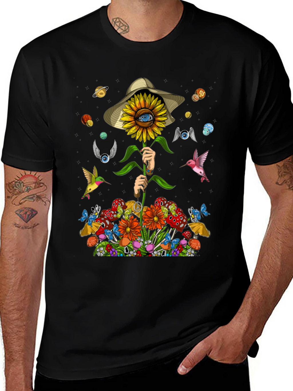 Psychedelic Sunflower Graphic T-Shirt