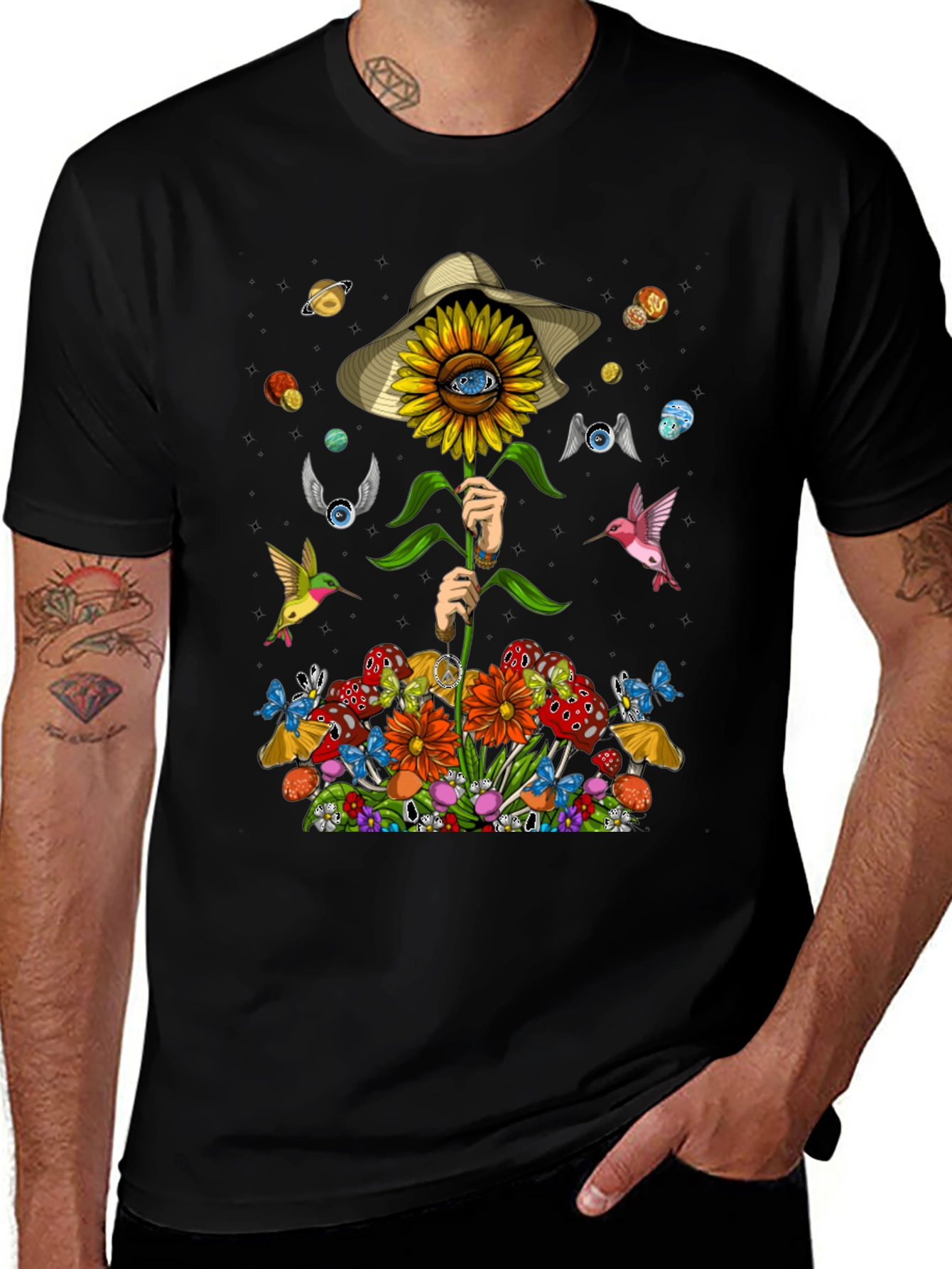 Psychedelic Sunflower Graphic T-Shirt