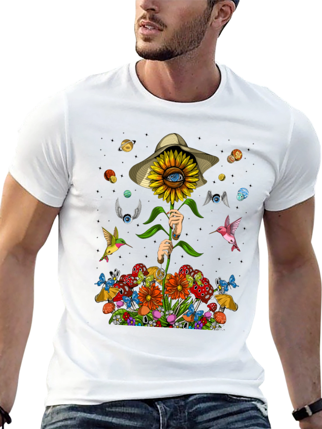 Psychedelic Sunflower Graphic T-Shirt