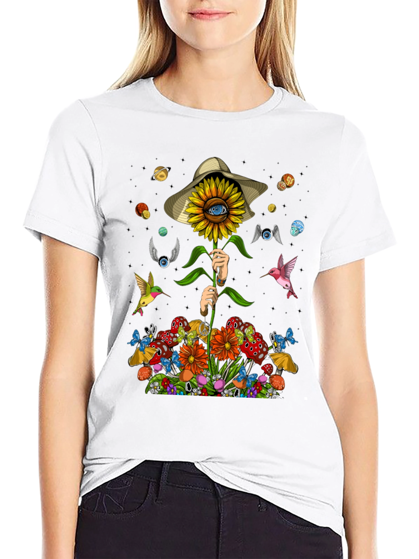 Psychedelic Sunflower Graphic T-Shirt