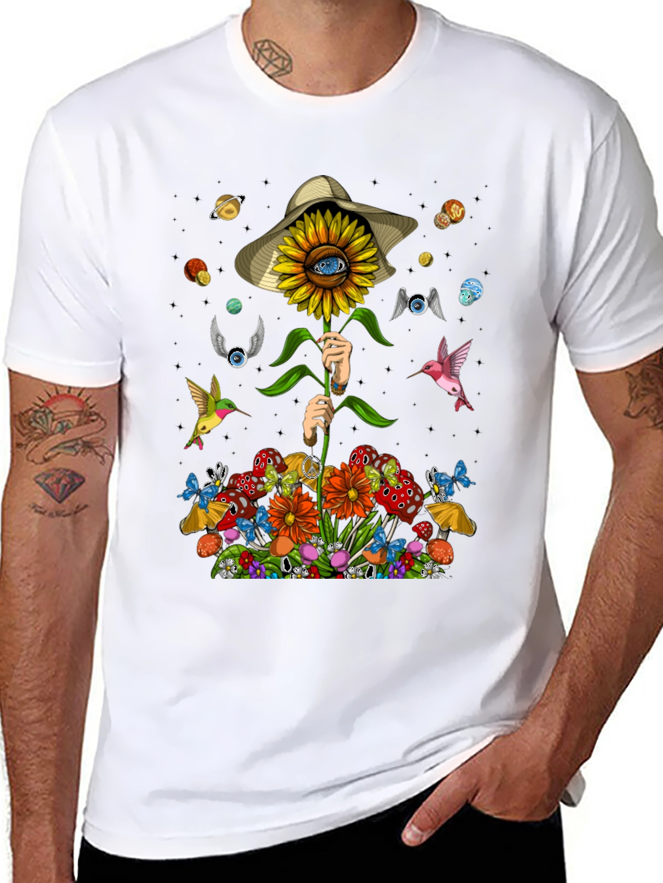 Psychedelic Sunflower Graphic T-Shirt