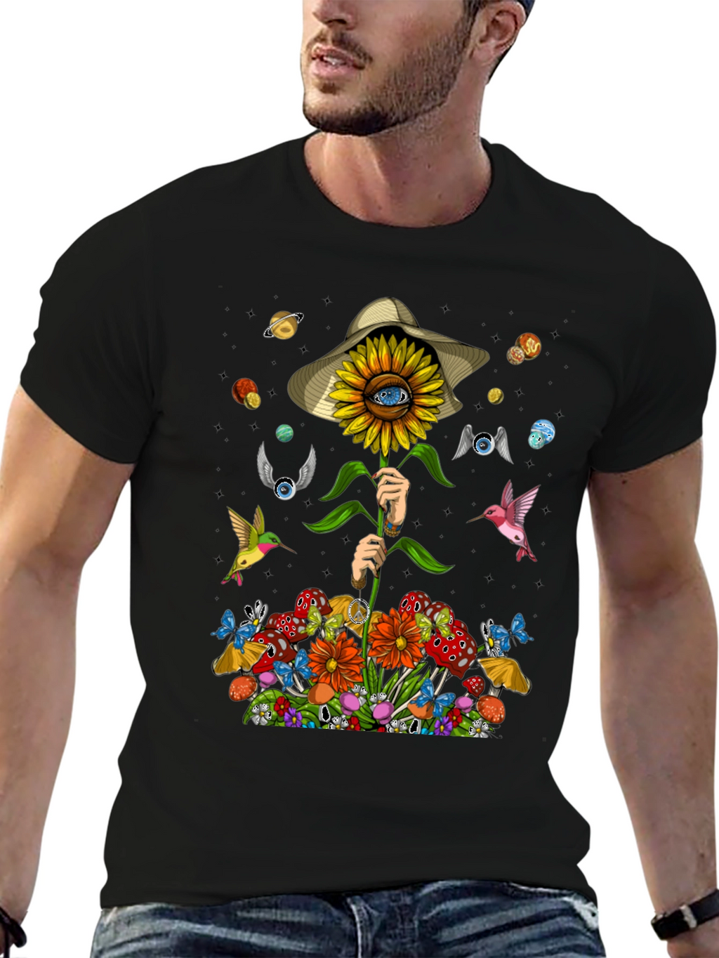 Psychedelic Sunflower Graphic T-Shirt