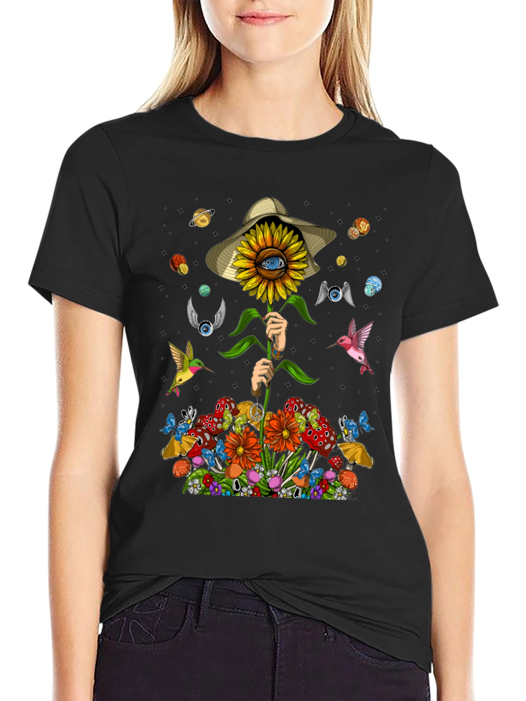 Psychedelic Sunflower Graphic T-Shirt