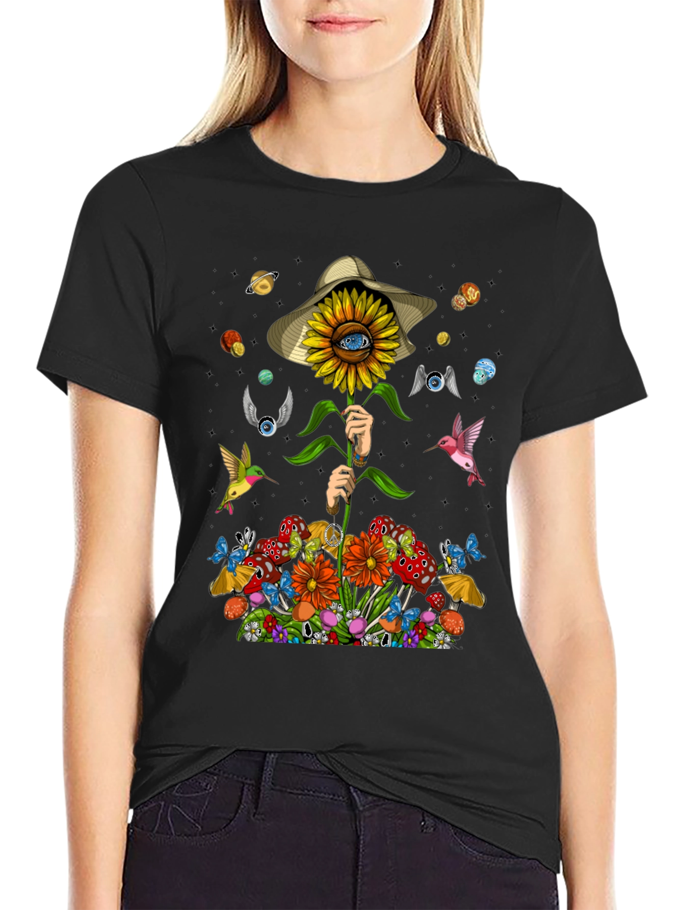 Psychedelic Sunflower Graphic T-Shirt
