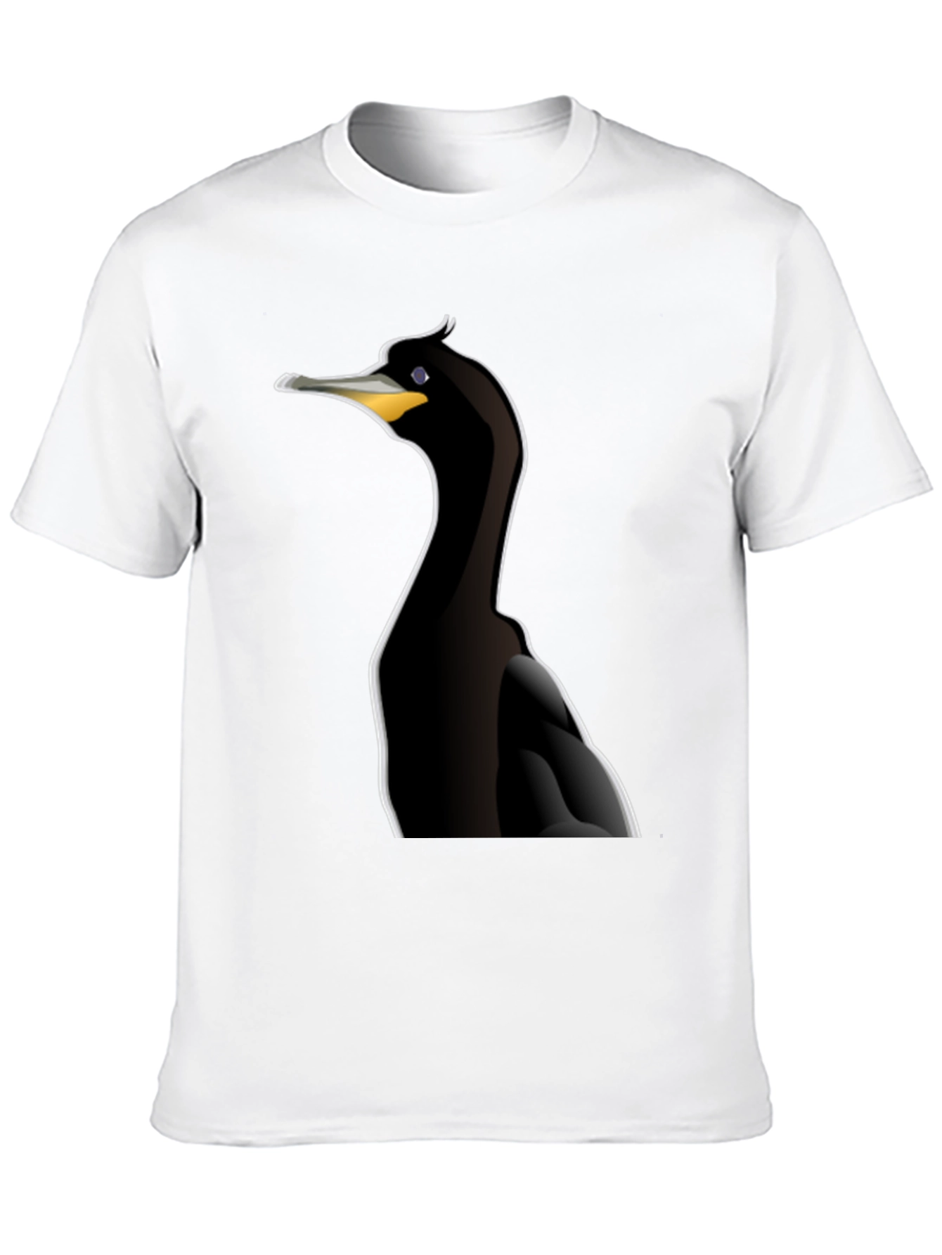 Cormorant Bird Graphic Tee - Black Cotton T-Shirt