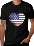 I Love America Heart Flag T-Shirt Patriotic Tee