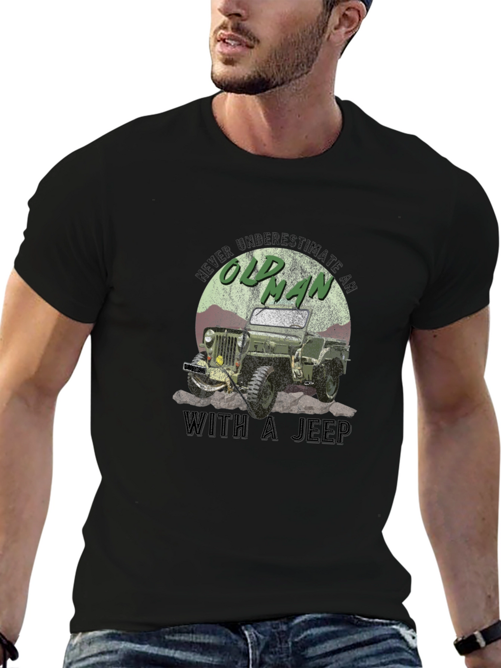 Old Man With a Jeep Graphic Tee