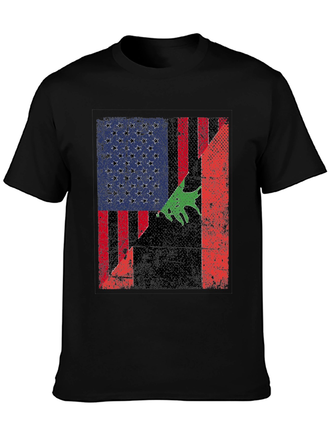 Distressed American Flag with Bear T-Shirt