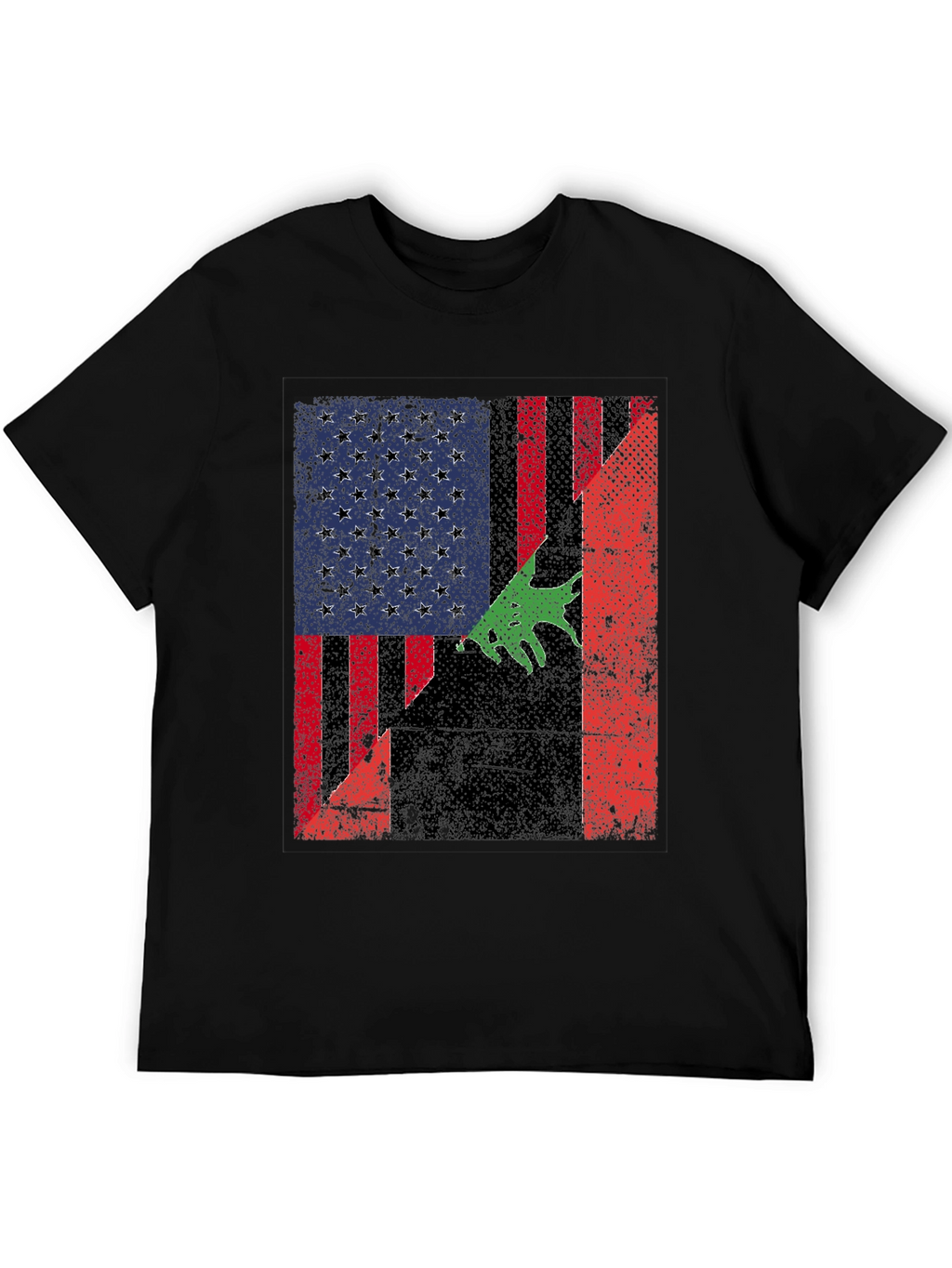 Distressed American Flag with Bear T-Shirt