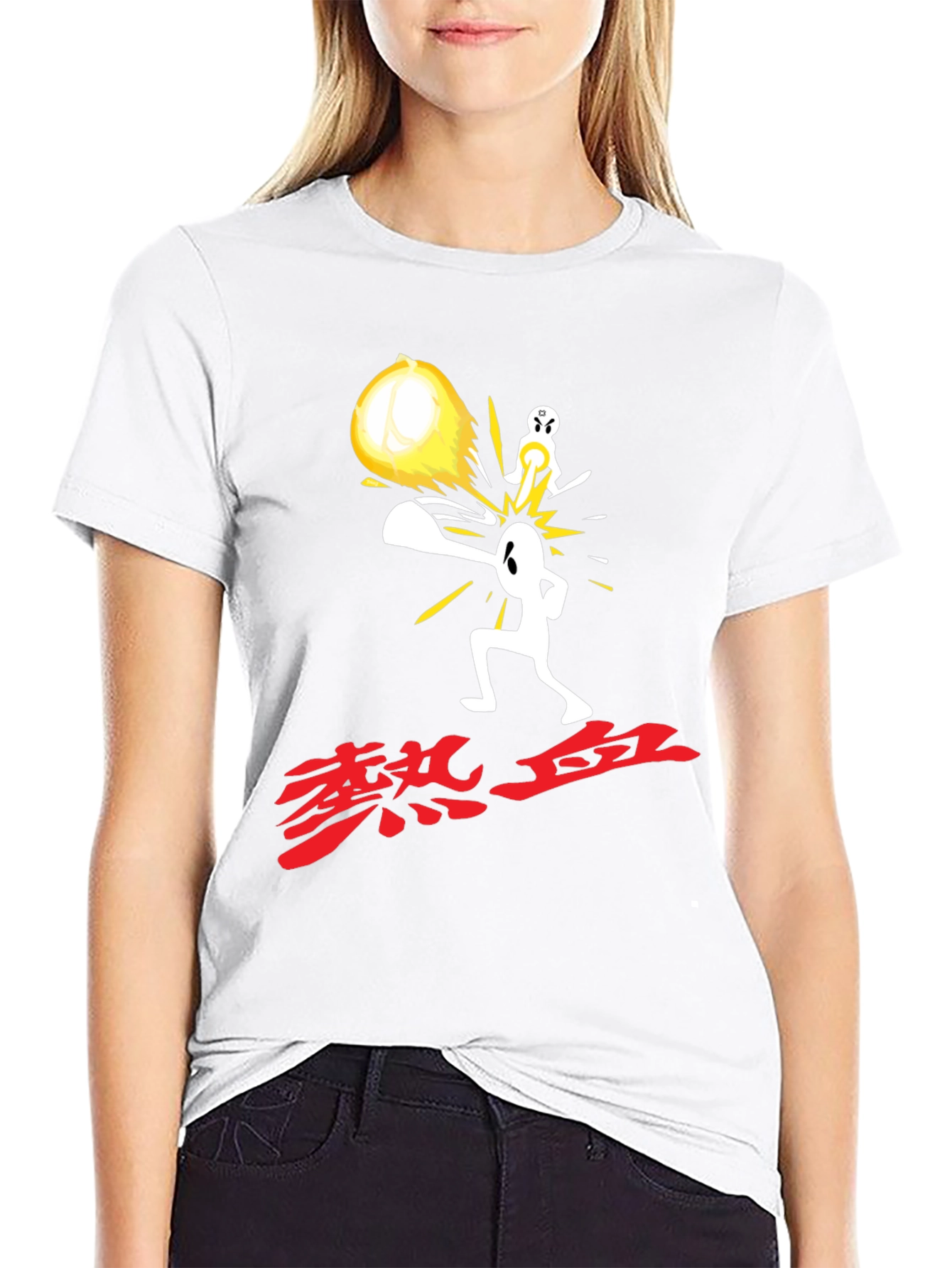 Anime-Style Graphic Print Black T-Shirt