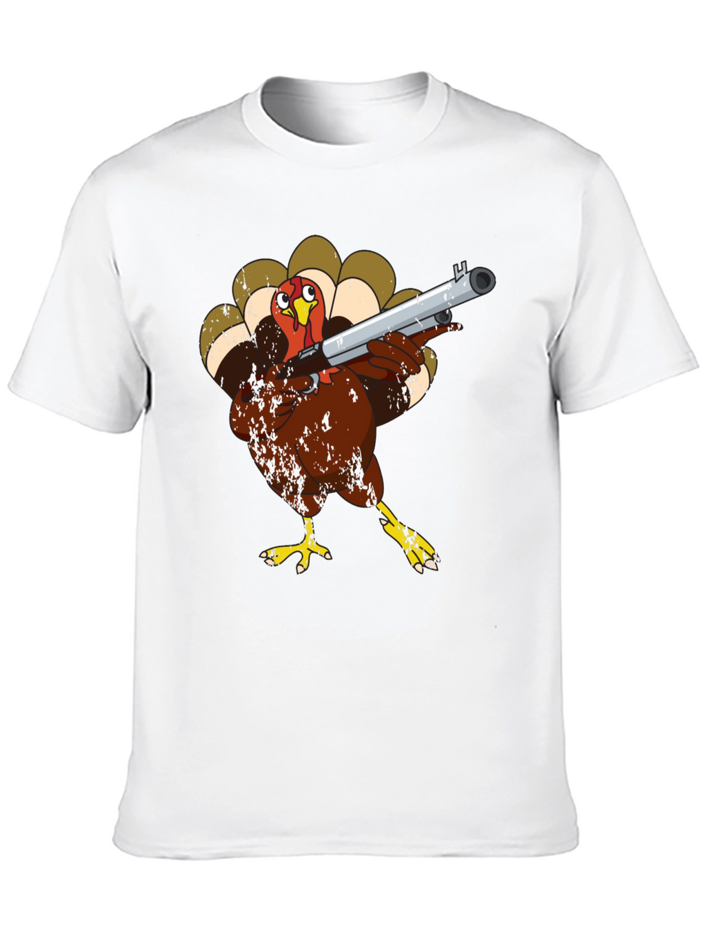 Turkey with Shotgun Black T-Shirt - Funny Thanksgiving Tee